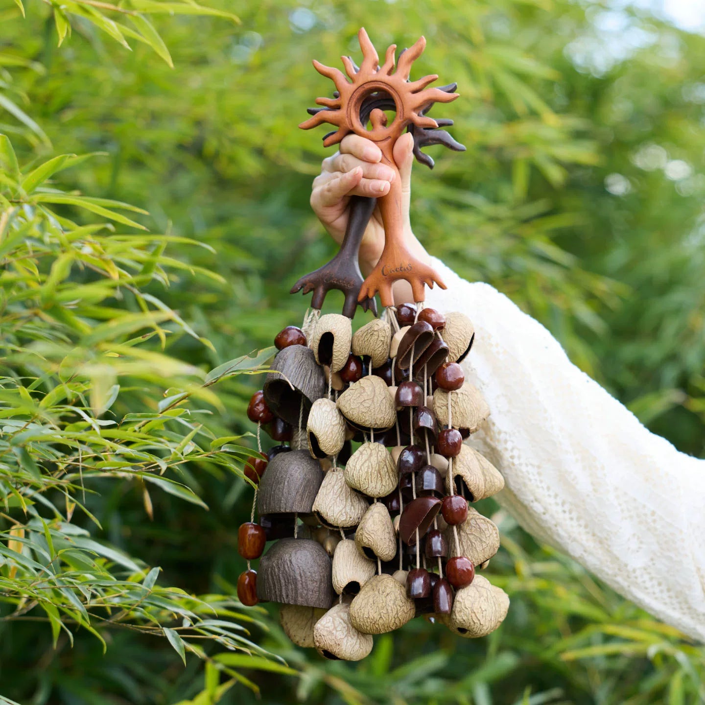 Natural Seed Shell Hand Rattle – Indonesian Nut Shaker, Percussion Instrument & Home Decor