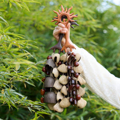 Natural Seed Shell Hand Rattle – Indonesian Nut Shaker, Percussion Instrument & Home Decor