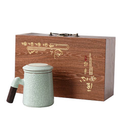 Ru Kiln Tea Cup Office Personal Tea Cup High-end Mug Ceramic Cup Porcelain Filter Cup Gift Box