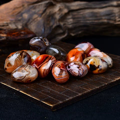 Natural Banded Agate Tumbled Stones – Large Red Sardonyx / Silk Agate Rocks for Display, Handheld, Specimen & Aquarium Decor