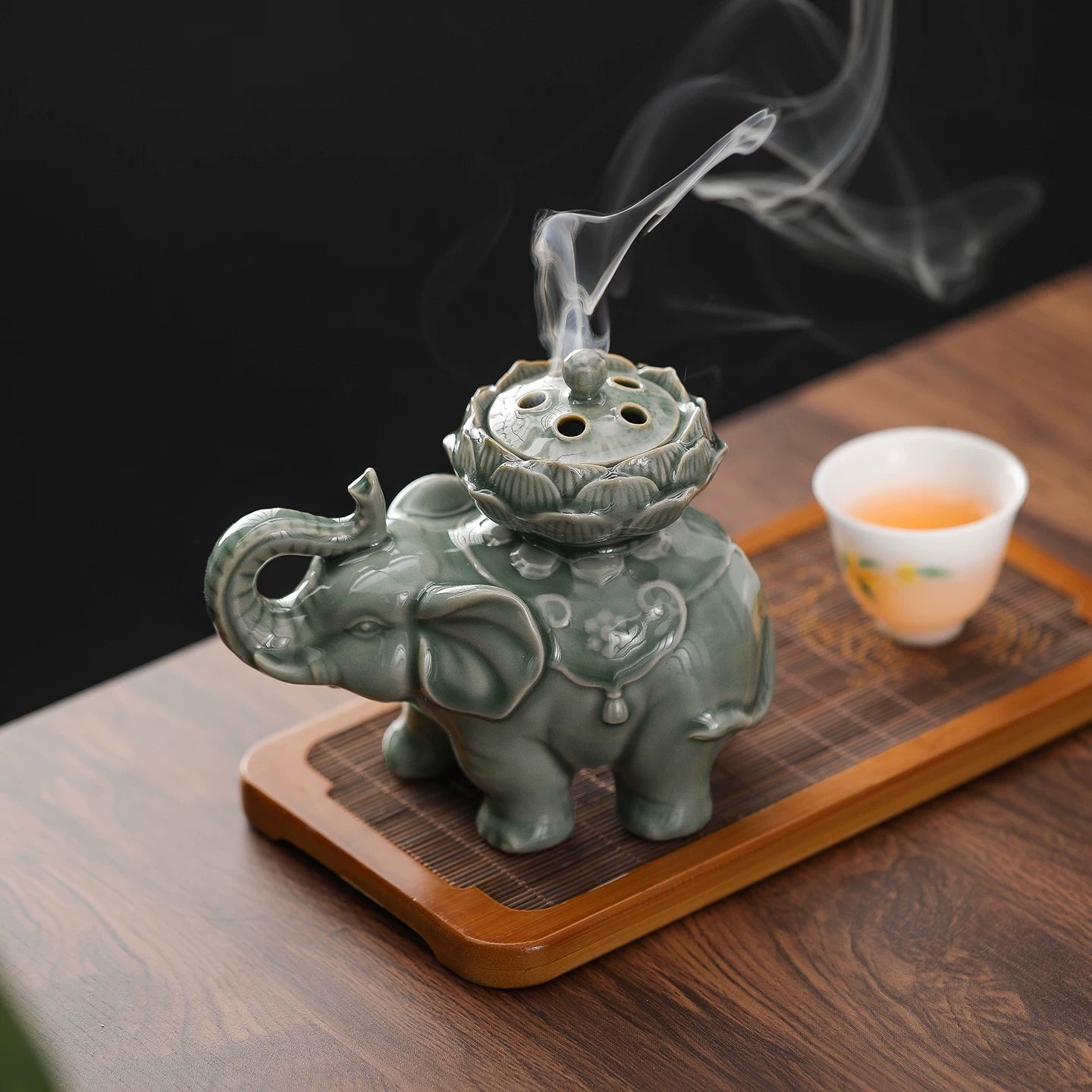 Ceramic Censer for Coil Incense – Song-Style Yue Ware & Ru Ware, Zen Tea Ceremony & Meditation Decor