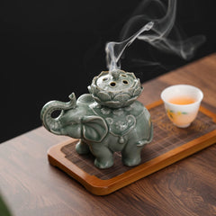 Ceramic Censer for Coil Incense – Song-Style Yue Ware & Ru Ware, Zen Tea Ceremony & Meditation Decor
