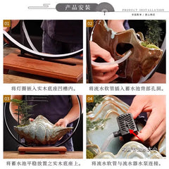 Flowing Water "High Mountain" Bonsai Fountain – Zen Tabletop Water Feature, Feng Shui Prosperity Gift