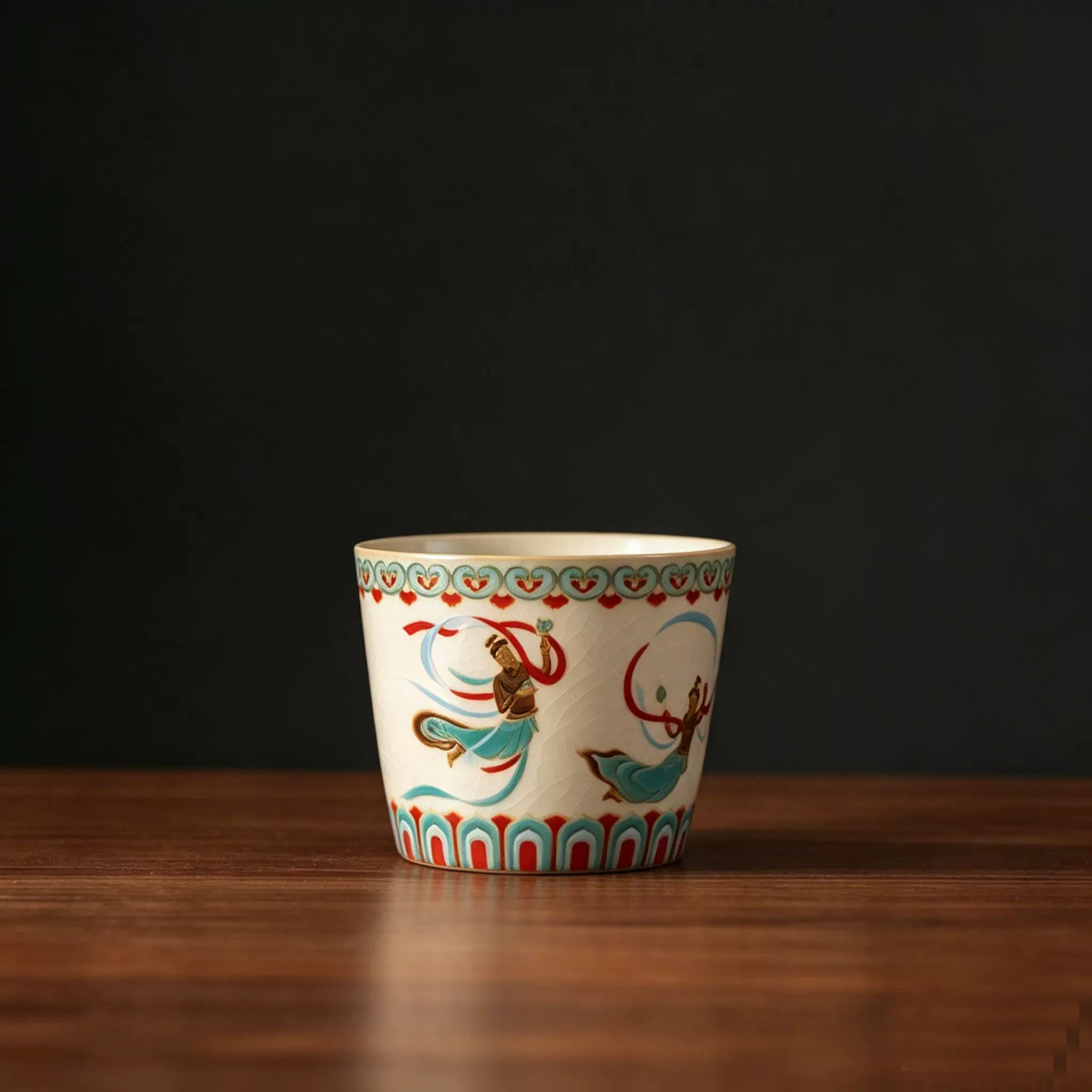 Ruyao Dunhuang Ceramic Tumbler – Large Personal Tea Cup, Premium Gift Box, 2 Styles S Style A Cup only