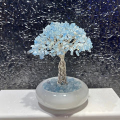 Natural Aquamarine Crystal Tree – Blue Stone Bonsai for Desk Decor & Creative Gift (8/15/18 cm) 15cm