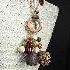 Natural Seed Shell Bell Charm – Handmade Fruit Shell Shaker, Bag Charm / Car Hanging / Wind Chime for Sound Healing