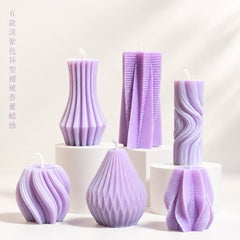 6-in-1 Lilac Sculptural Candles – French Retro Purple Home Decor, Smokeless & Long Burning
