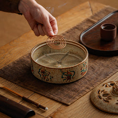 Ceramic Coil Incense Burner – Traditional Chinese Censer for 4/8/24H Coil, Tea Table & Zen Home Decor