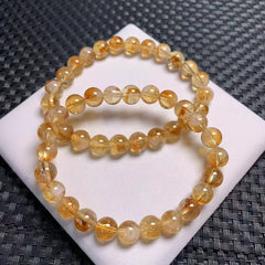 Natural Brazilian Citrine Bracelet – Yellow Azeztulite Wealth Beaded Stretch Bracelet for Men & Women