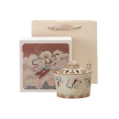 Dunhuang Flying Apsaras Ceramic Incense Burner – Coil & Stick Incense Holder, Tang Court Lady Design, Zen Tea & Home Decor