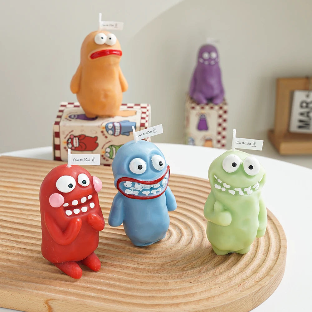 Ugly-Cute Monster Scented Candle Set – 5 Pieces, Ins-Style Kawaii Decor & Aromatherapy Gift Box