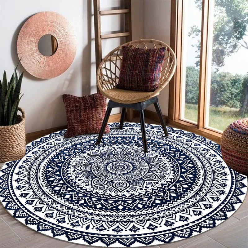 Singing Bowl Meditation Mat, New Retro Round Style for Bedroom and Home Use XL--03