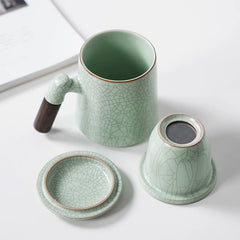 Ru Kiln Tea Cup Office Personal Tea Cup High-end Mug Ceramic Cup Porcelain Filter Cup Gift Box