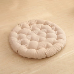 Cotton Linen Meditation Mat – Thick Foldable Floor Cushion for Yoga, Sitting, Balcony & Living Room Beige