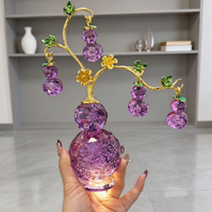 Purple K9 Crystal Gourd Ornament – "Five Blessings" Feng Shui Decor for Living Room, Entryway & Office
