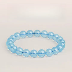 Raw Aquamarine Beaded Bracelet – Blue Crystal for Emotional Balance, Good Luck