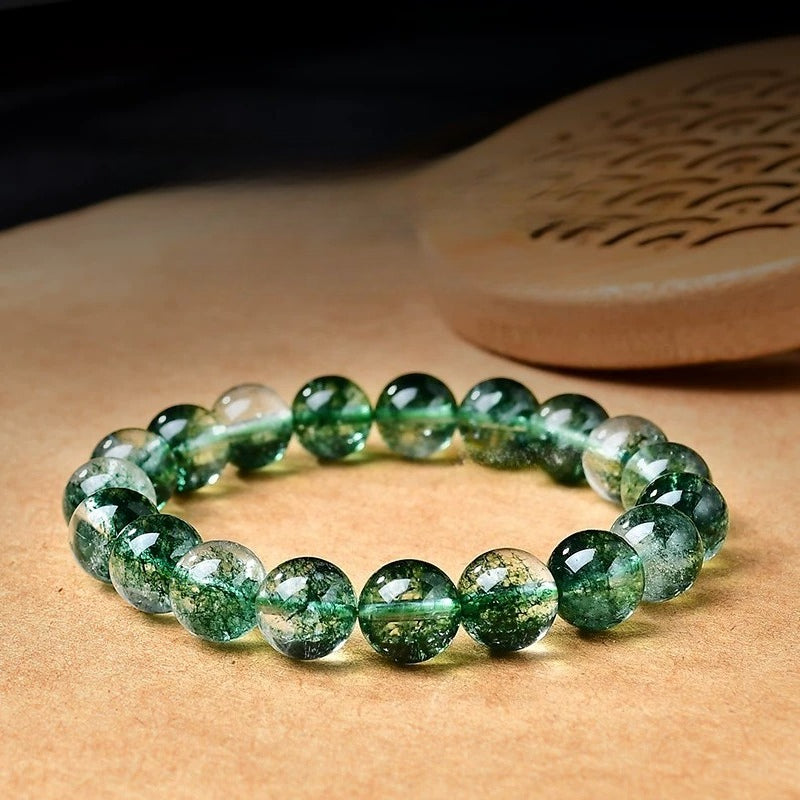 Natural Green Phantom Bracelet – Beads 6/8/10/12mm)