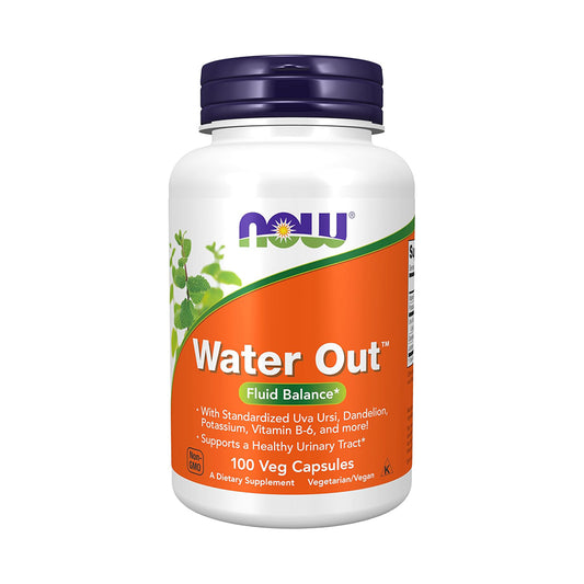 NOW Foods Supplements, Water Out With Standardized Uva Ursi, Dandelion, Potassium and Vitamin B-6, 100 Veg Capsules