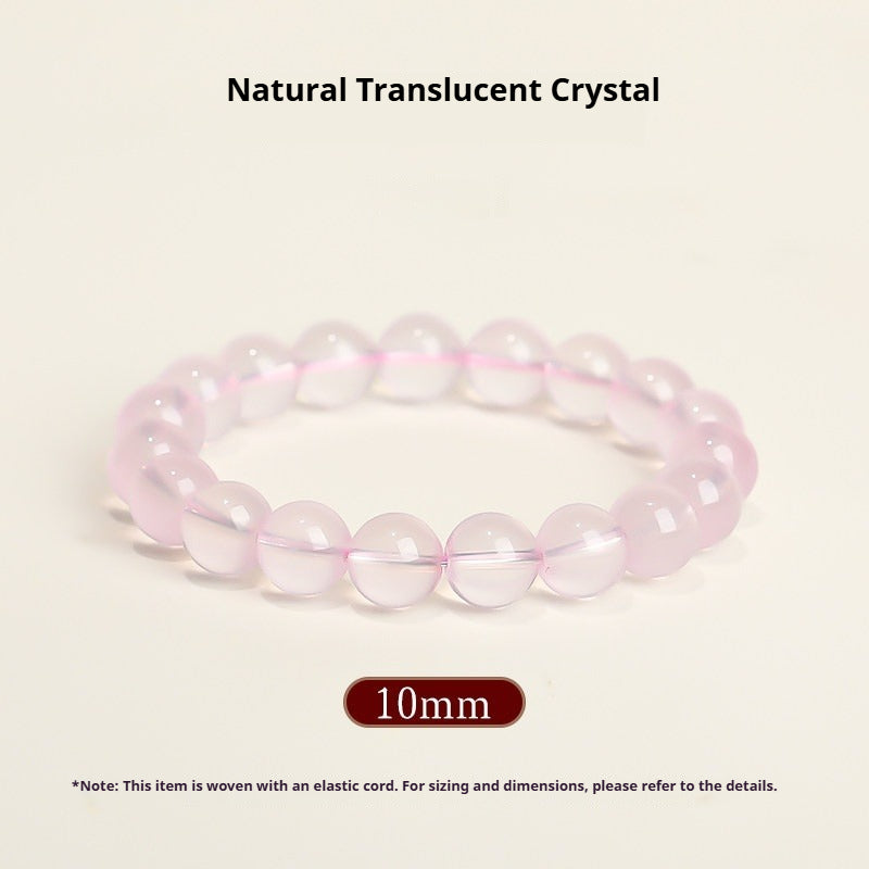 Natural Rose Quartz Bracelet – Pink Crystal Beaded Stretch Bangle for Friendship & Love (6/8/10/12mm) Natural translucent Pink Crystal 10MM