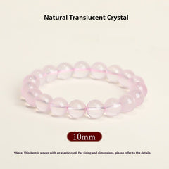 Natural Rose Quartz Bracelet – Pink Crystal Beaded Stretch Bangle for Friendship & Love (6/8/10/12mm) Natural translucent Pink Crystal 10MM