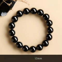 Natural Red Agate & “Ink Jade” Bracelet – Authentic Gemstone Bead Strand for Women Black Agate 12MM