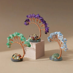 Natural Gemstone Money Tree – 6 Colors (Amethyst/Aquamarine/Agate etc.) Feng Shui Desk Ornament