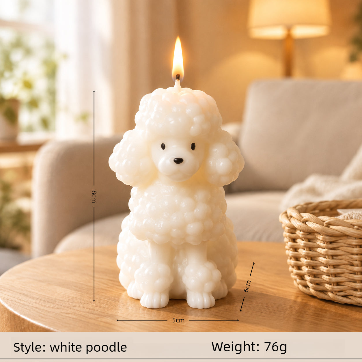 Adorable Poodle Dog Candle – Cartoon Animal Decor, Perfect Birthday/Party Favor