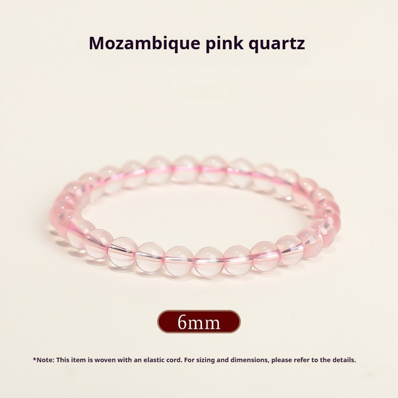 Natural Rose Quartz Bracelet – Pink Crystal Beaded Stretch Bangle for Friendship & Love (6/8/10/12mm) Mozambique Pink Crystal 6MM