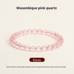 Natural Rose Quartz Bracelet – Pink Crystal Beaded Stretch Bangle for Friendship & Love (6/8/10/12mm) Mozambique Pink Crystal 6MM