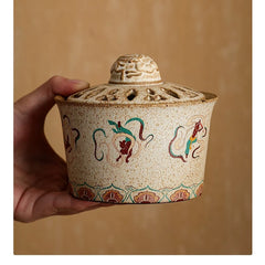 Dunhuang Flying Apsaras Ceramic Incense Burner – Coil & Stick Incense Holder, Tang Court Lady Design, Zen Tea & Home Decor