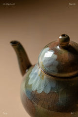 Vintage Rustic Ceramic 100ml Teapot – Hand-Painted Crackle Glaze, Artisan Gongfu Tea Pot for Home & Tea Room