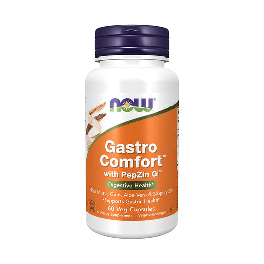 NOW Foods Supplements, Gastro Comfort, plus Mastic Gum, Aloe Vera and Slippery Elm, 60 Veg Capsules
