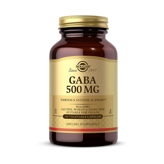 Solgar GABA 500 mg, 100 Vegetable Capsules - Relaxation & Nervous System Support - Amino Acid
