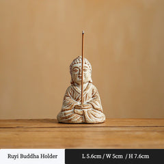 Buddha & Elephant Ceramic Incense Burner – Zen Stick/Coil Incense Holder, Tea Ceremony Decor & Meditation Gift Ruyi Buddha Holder Only