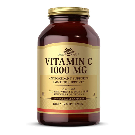 Solgar Vitamin C 1000 mg, 250 Vegetable Capsules - Antioxidant & Immune Support 250 Servings