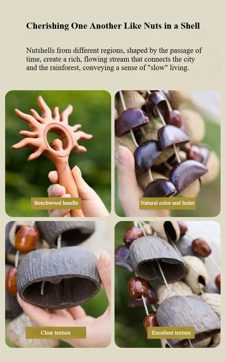 Natural Seed Shell Hand Rattle – Indonesian Nut Shaker, Percussion Instrument & Home Decor
