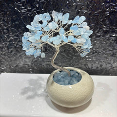 Natural Aquamarine Crystal Tree – Blue Stone Bonsai for Desk Decor & Creative Gift (8/15/18 cm) 8cm