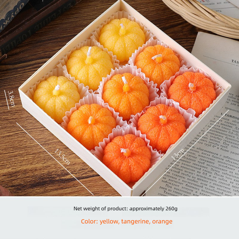 Pumpkin Scented Candle Gift Box – Faux Fruit Decor, Halloween & Thanksgiving Table Centerpiece Style 3