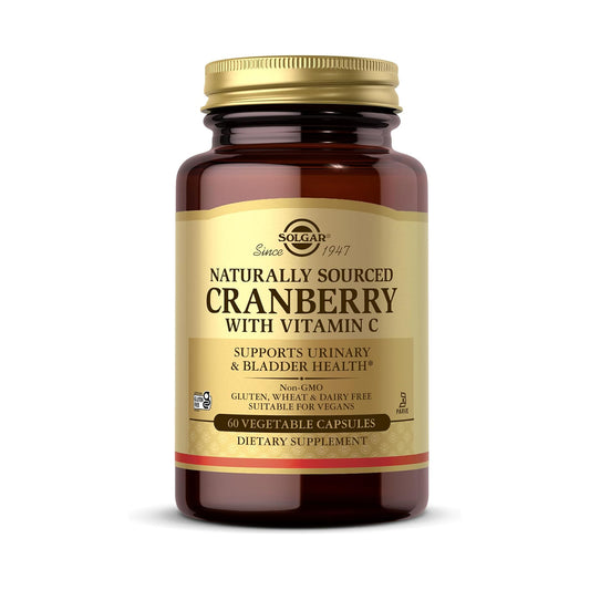 SOLGAR Cranberry with Vitamin C - 60 Vegetable Capsules - Supports Urinary & Bladder Health