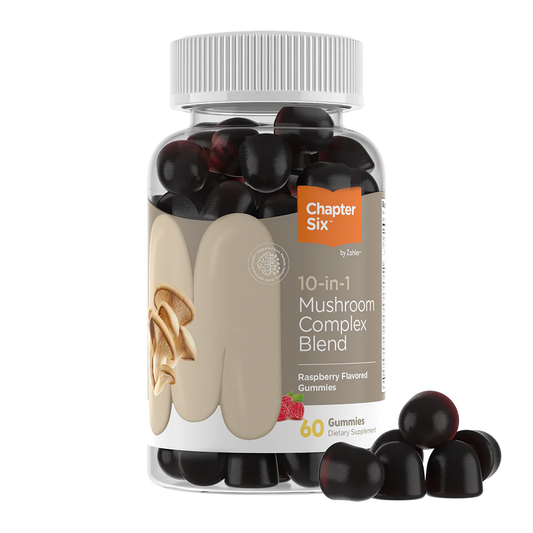 Zahler Chapter Six 10 in 1 Mushroom Complex Blend, Raspberry Flavored 60 Count.