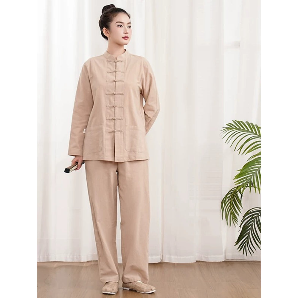 Xuanshan unisex lay suit tea suit cotton and linen wide-leg pants Chinese style Zen Chinese Tang style Zen suit set