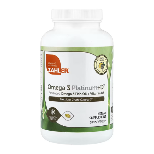Zahler, Omega 3 Platinum+D™, Advanced Omega 3 Fish Oil + Vitamin D3, 180 Softgels