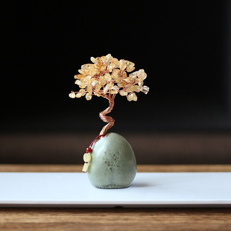 Natural Citrine Money Tree – Crystal Bonsai for Desk, Office & Tea Table