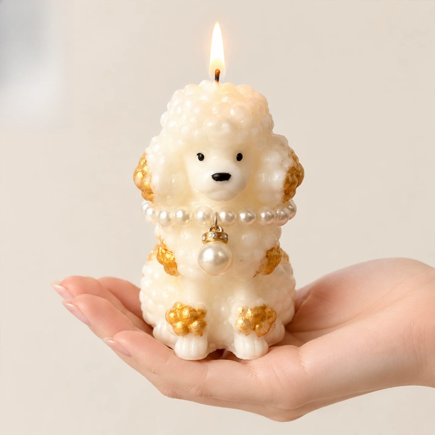 Adorable Poodle Dog Candle – Cartoon Animal Decor, Perfect Birthday/Party Favor