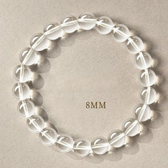 Natural Clear Quartz Bead Bracelet –Transparent White Crystal Stretch Strand, 6/8/10/12mm 8MM