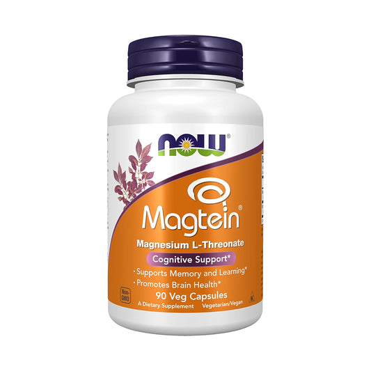 NOW Foods Supplements, Magtein™ with patented form of Magnesium (Mg), Cognitive Support*, 90 Veg Capsules