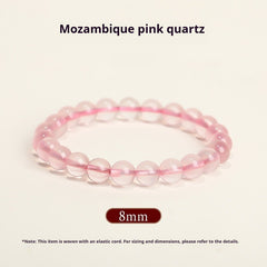 Natural Rose Quartz Bracelet – Pink Crystal Beaded Stretch Bangle for Friendship & Love (6/8/10/12mm) Mozambique Pink Crystal 8MM