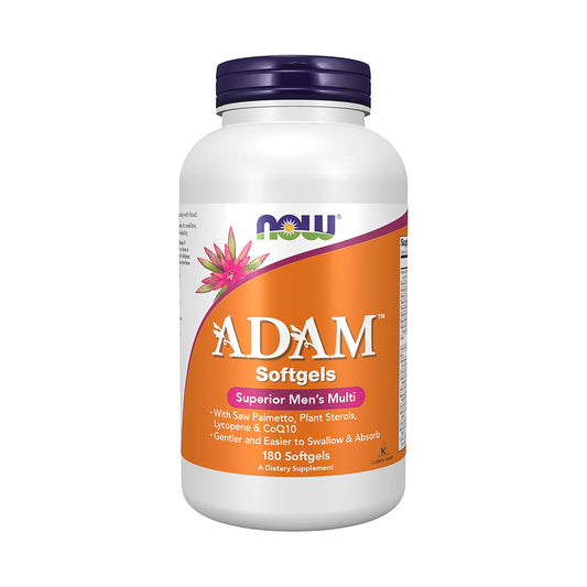 NOW Foods Supplements, ADAM™ Men's Multivitamin with Saw Palmetto, Plant Sterols, Lycopene & CoQ10, 180 Softgels