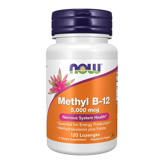 NOW Foods Supplements, Methyl B-12 (Methylcobalamin) 5,000 mcg, Nervous System Health*, 120 Lozenges
