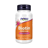NOW Foods Supplements, Biotin 5,000 mcg, Amino Acid Metabolism*, Energy Production*, 60 Veg Capsules